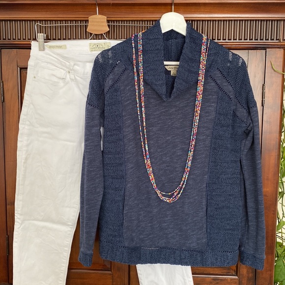 Lucky Brand Cowl neck knit / jersey pullover hidden kangaro pocket - Picture 14 of 14